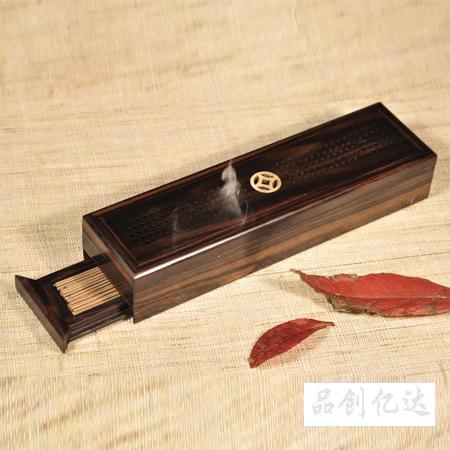 商務會議-黑檀木嵌銅雙層香盒